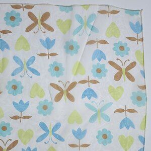Butterfly Sheer Scarf Blue Tulips Flowers Hearts Pastel Colors VTG 23" x 22"